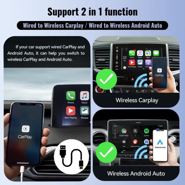 NEW Wireless CarPlay Android Auto Wireless Adapter Smart Mini Box Plug - Image 4